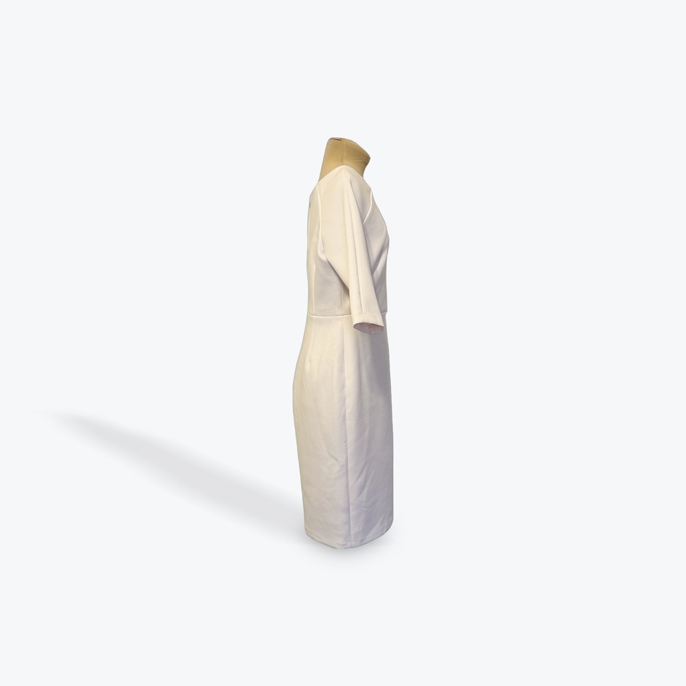 Calvin Klein Sheath Dress Elbow Sleeve Zipper Back Beige‎ Size 6 - Picture 3 of 10